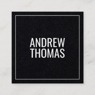 Modern Minimal Typography Black Paper Square Business Card