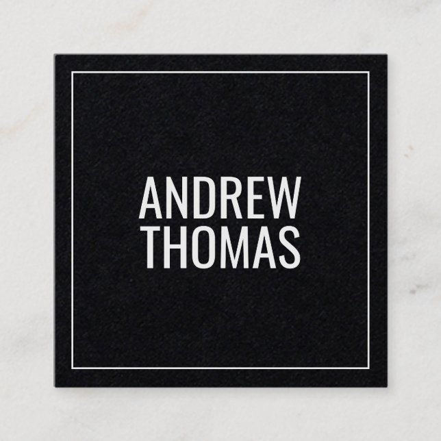Modern Minimal Typography Black Paper Square  Business Card (Front)