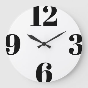 Modern Minimal Typography Black White Large Clock