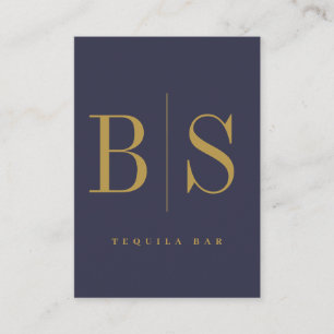 Modern Minimal Typography Blue & Gold Business Card