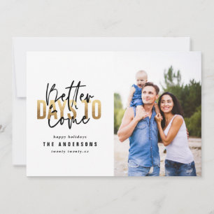 Modern minimal typography chic gold Christmas Holiday Card