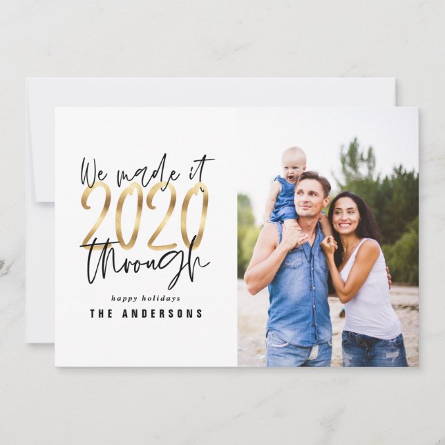 Modern minimal typography chic gold Christmas Holiday Card (Front)