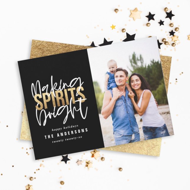 Modern minimal typography chic gold Christmas Holiday Card (Creator Uploaded)