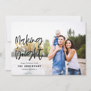 Modern minimal typography chic gold Christmas Holiday Card