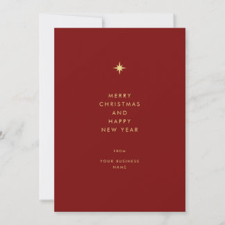 Modern Minimal Typography Corporate Burgundy Red Holiday Card