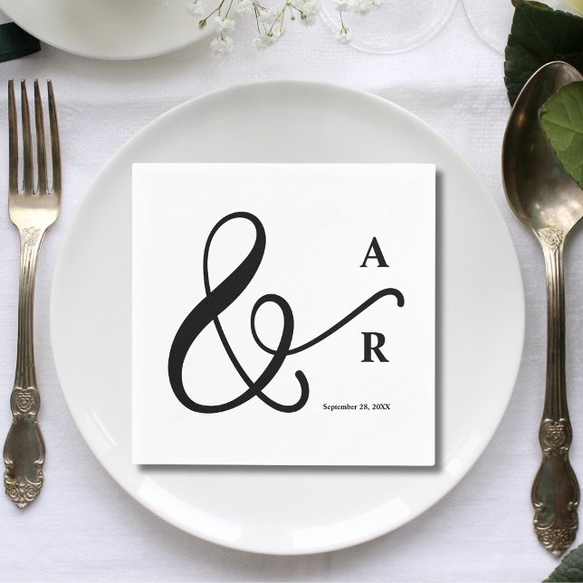 Modern Minimal Typography Couples Monogram Wedding Napkin (Creator Uploaded)