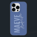 Modern minimal typography dusty blue elegant Case-Mate iPhone 14 pro case<br><div class="desc">Modern minimal typography dusty blue and white elegant simple unique personalised phone case design.</div>