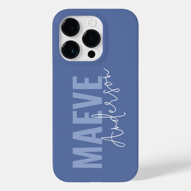 Modern minimal typography dusty blue elegant Case-Mate iPhone case (Back)