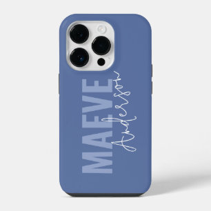 Modern minimal typography dusty blue elegant iPhone 14 pro case