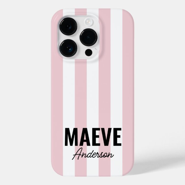 Modern minimal typography girly pink stripe Case-Mate iPhone case (Back)