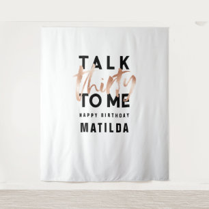 Modern minimal typography girly rose gold 30th ban tapestry