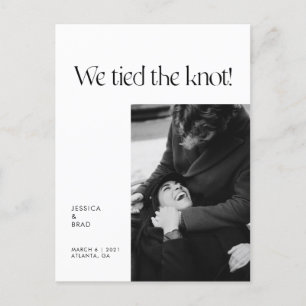 Modern Minimal Typography Just Married Elopement Announcement Postcard