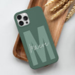 Modern minimal typography monogram sage green Case-Mate iPhone 14 pro case<br><div class="desc">Modern minimal typography monogram sage green and white elegant simple unique personalised phone case design.</div>