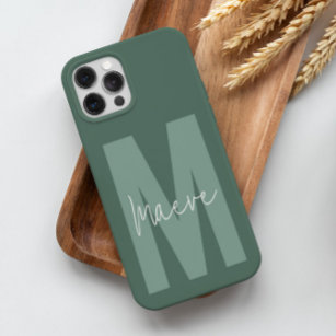 Modern minimal typography monogram sage green Case-Mate iPhone 14 pro case