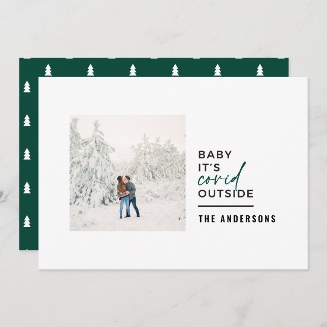 Modern minimal typography photo baby its covid holiday card (Front/Back)