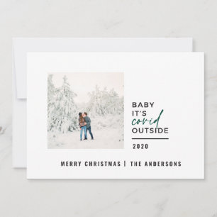 Modern minimal typography photo baby its covid holiday card
