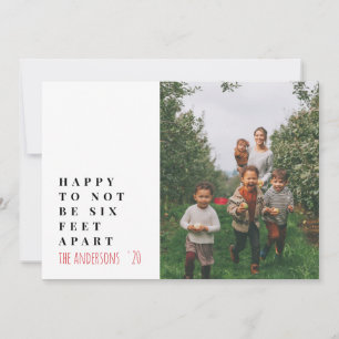 Modern minimal typography photo red holiday card