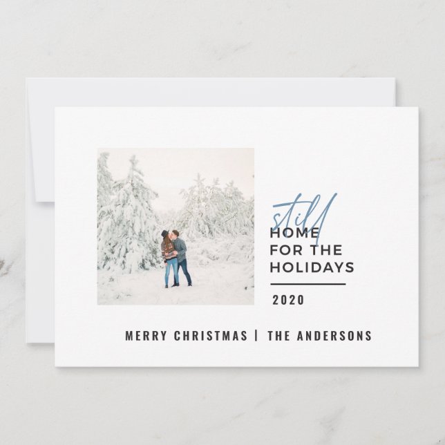 Modern minimal typography photo still home holiday card (Front)