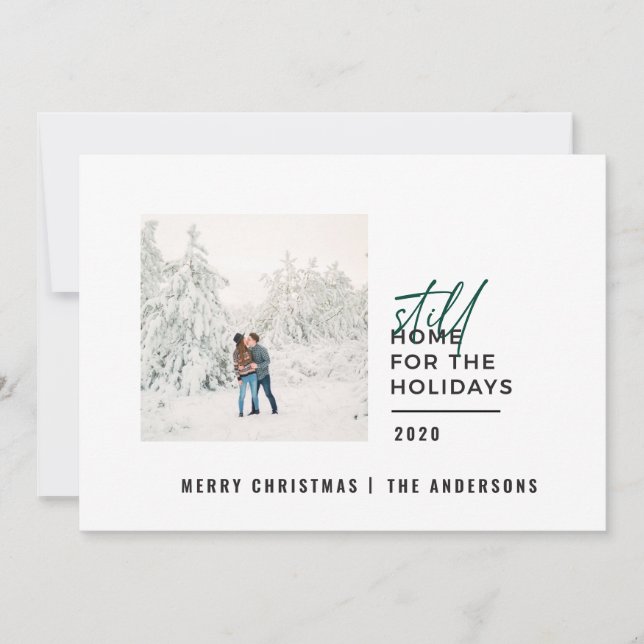 Modern minimal typography photo still home holiday card (Front)