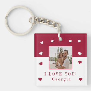 Modern minimal typography photo valentines day key ring