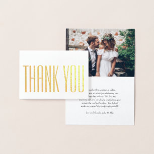 Modern Minimal Typography Photo Wedding Thank You Foil Card