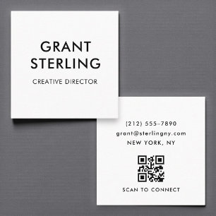 Modern Minimal Typography QR Code Square Business Card