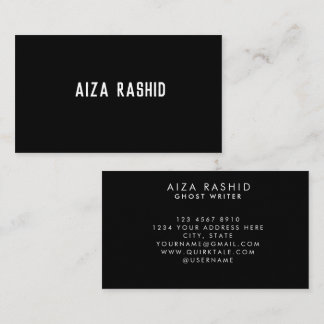Modern Minimal Typography Rectangle Black Paper  Business Card