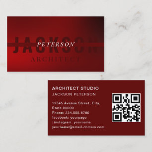 Modern Minimal Typography Red Black professional Business Card