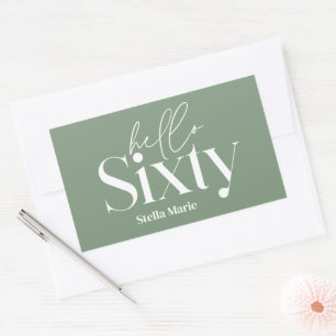 Modern minimal typography sage green 60th birthday rectangular sticker