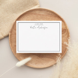 Modern Minimal Typography Script Black Note Card