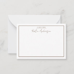 Modern Minimal Typography Script Brown Note Card