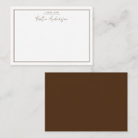 Modern Minimal Typography Script Brown Note Card