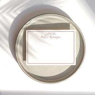 Modern Minimal Typography Script Maroon Note Card