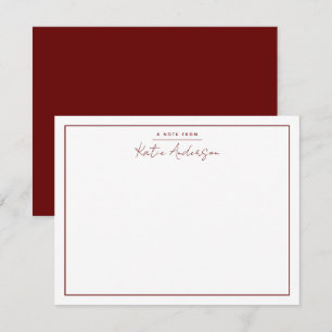 Modern Minimal Typography Script Maroon Note Card