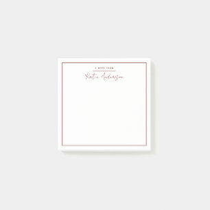 Modern Minimal Typography Script Maroon Post-it Notes