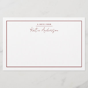 Modern Minimal Typography Script Maroon Stationery