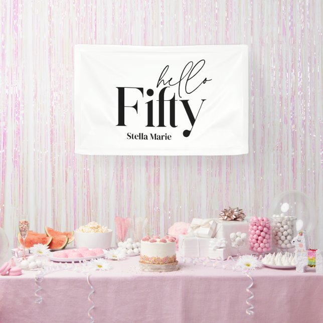 Modern minimal typography simple 50th birthday banner (Party)