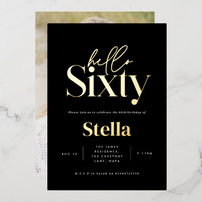 Modern minimal typography simple 60th birthday (Front/Back)