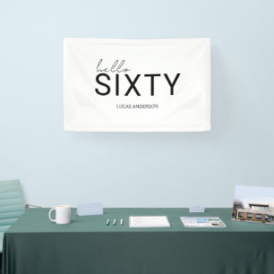 Modern minimal typography simple 60th birthday  banner