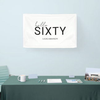 Modern minimal typography simple 60th birthday  banner