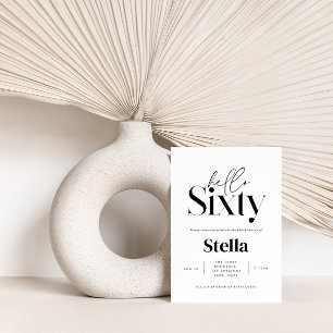Modern minimal typography simple 60th birthday invitation