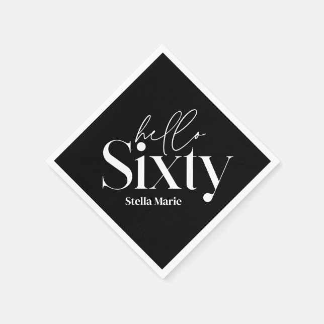 Modern minimal typography simple 60th birthday napkin (Corner)
