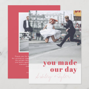 Modern Minimal Typography Wedding Photo Thank You Invitation