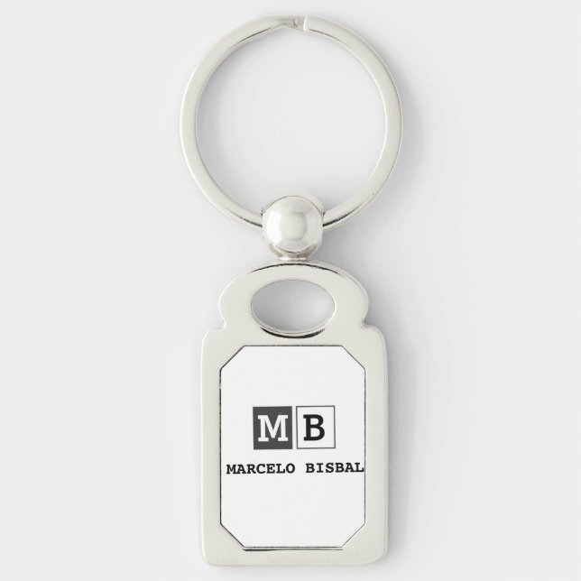 Modern Minimal Typography White Paper Square Key Ring (Front)