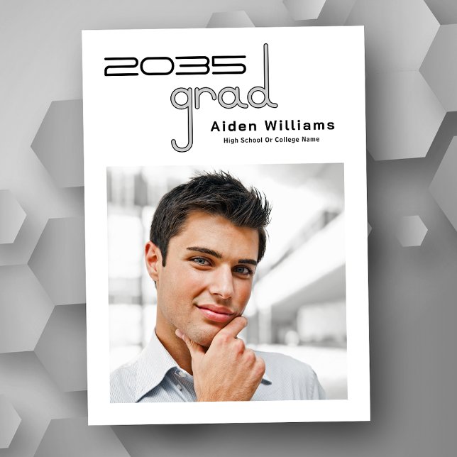 Modern Minimal Unique High Tech Photo Graduation Announcement (Available in high quality print or instant download for quick messaging, email or self printing.)