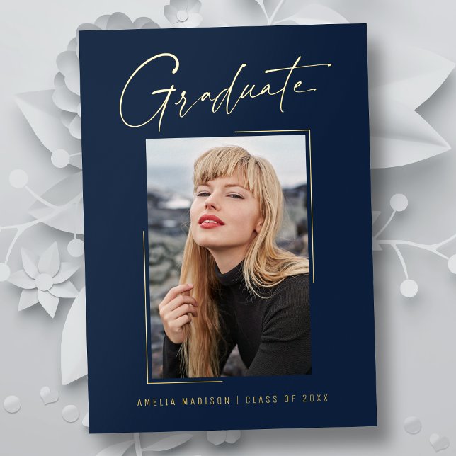 Modern Minimal Unique Ink Script Graduate Card (Creator Uploaded)