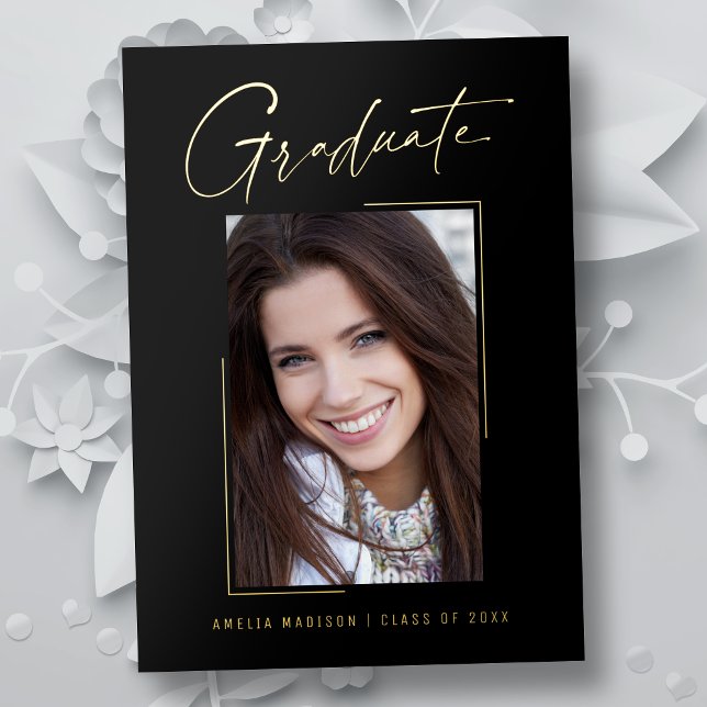 Modern Minimal Unique Ink Script Graduate Card (Creator Uploaded)