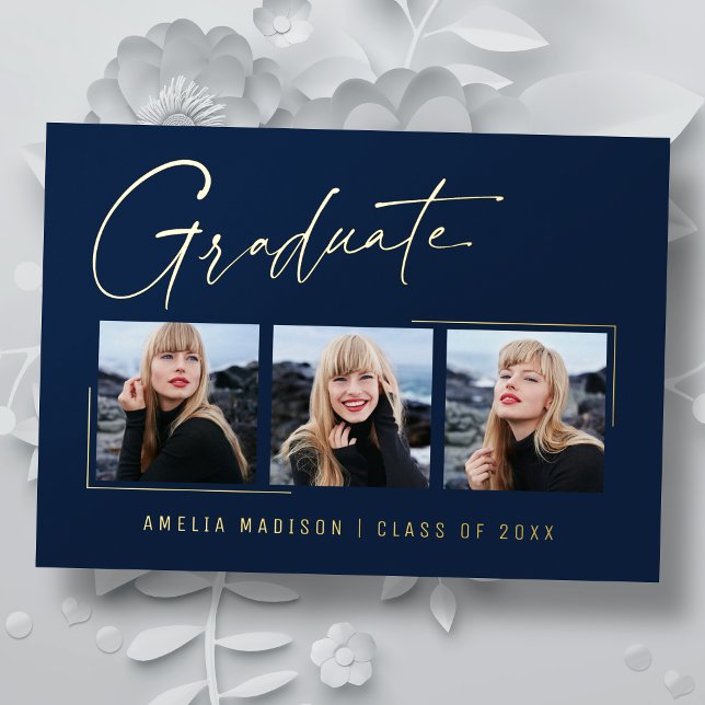 Modern Minimal Unique Ink Script Graduate Card (Creator Uploaded)