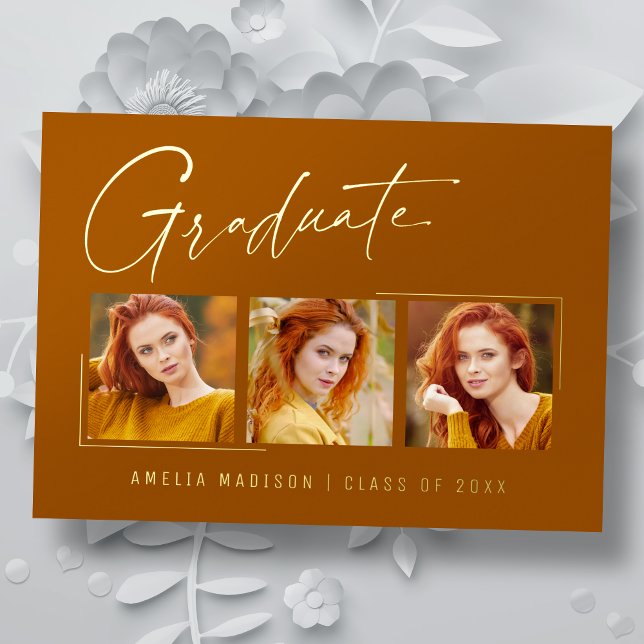 Modern Minimal Unique Ink Script Graduate Card (Creator Uploaded)