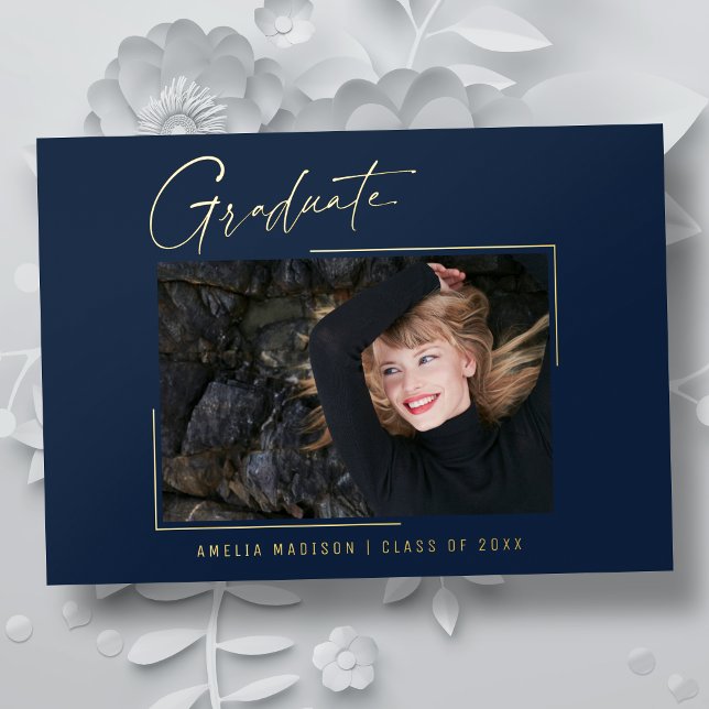 Modern Minimal Unique Ink Script Graduate Card (Creator Uploaded)